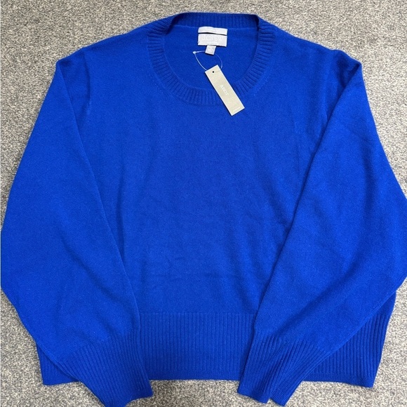 NWT Blue JCrew 100% Cashmere Croppd Fit Crewneck Sweater- Size 3X - Picture 5 of 6